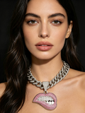 Rhinestone Cuban Link Chain - Lip Bite